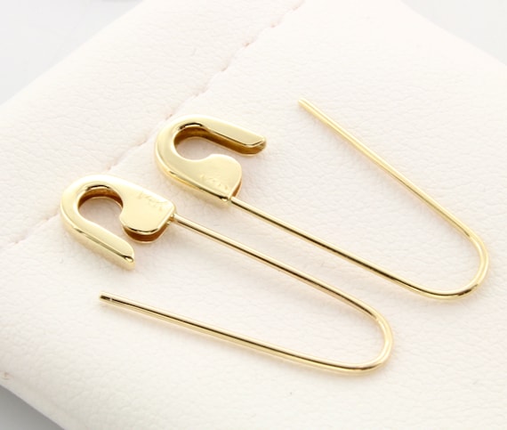 1 Inch Gold Safety Pin Jewelry Safety Pin Earrings Gold Safety Pins Gold  Punk Earrings Safety Pin Movement Safety Pin 9K 14K 18K 