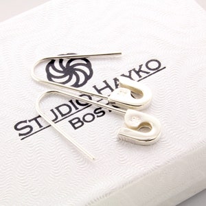 Sterling Silver safety pin earrings (Pair) 1'' long Handmade in USA