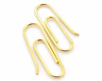 Brincos de clipe de papel feitos à mão em ouro amarelo 14k (PAR) - 3/4''