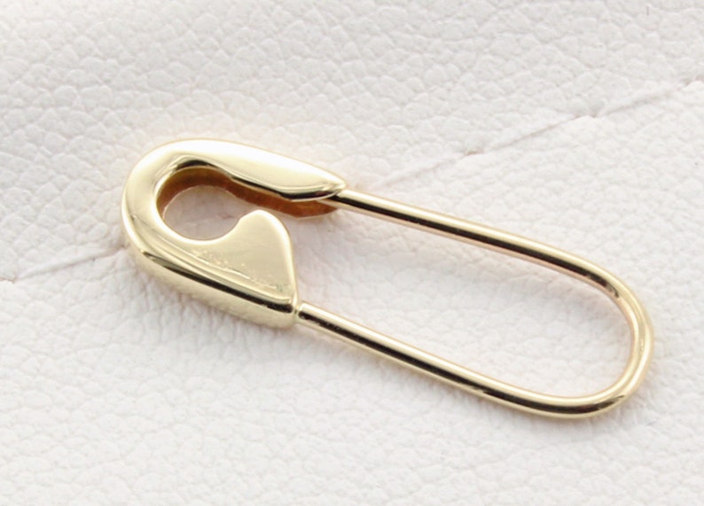 14K Yellow Gold Safety Pin Brooch Earring 3/4''Inch long Handmade in USA Single image 4