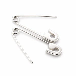 Sterling Silver safety pin earrings 1.25'' Handmade in USA (PAIR)