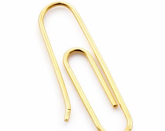 Brinco de clipe de papel de ouro 14k feito à mão: calibre pesado único (1'')