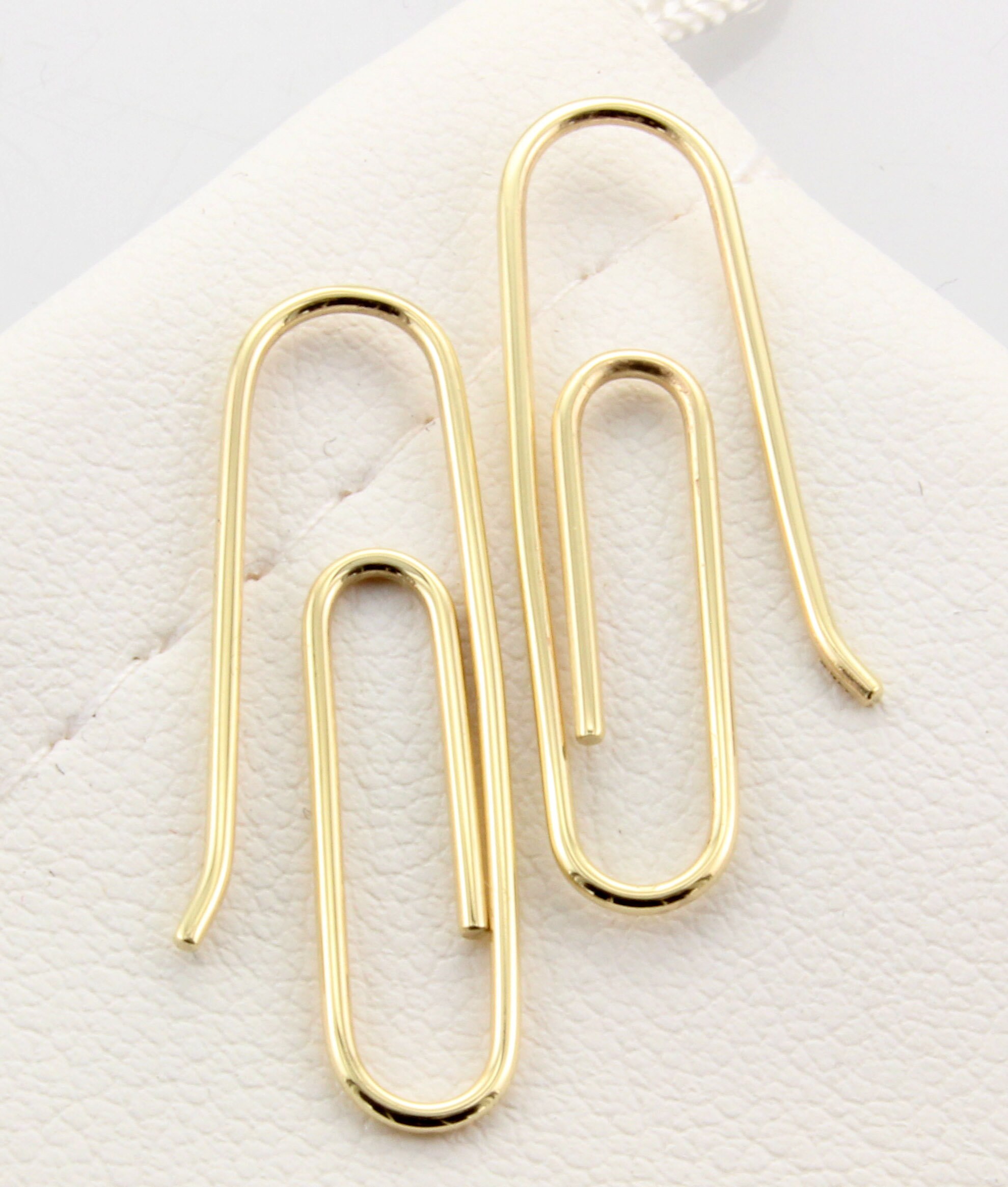 14k Gold Paperclip earrings PAIR 1'' 14k Gold Etsy