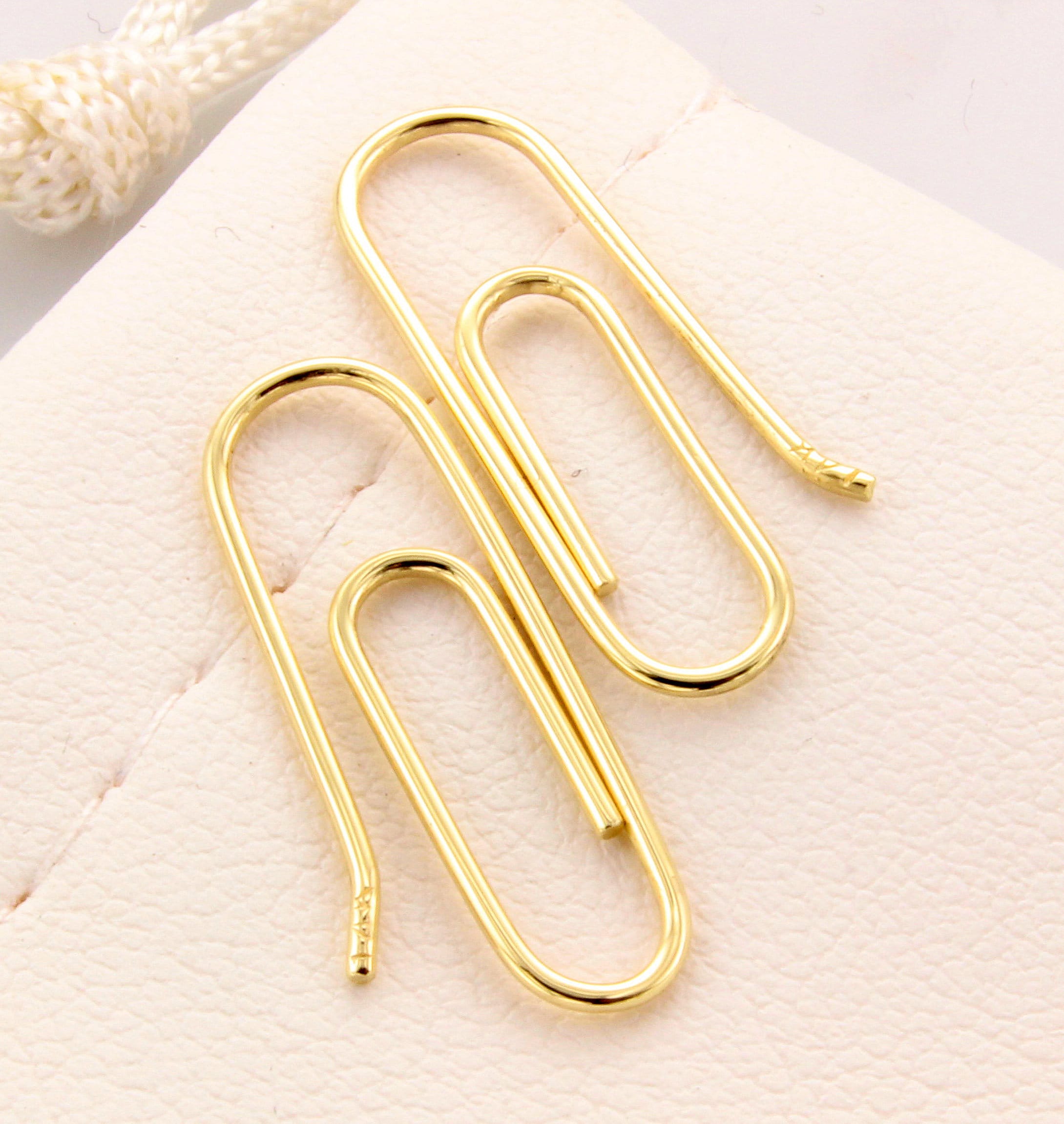 14k Yellow Gold Paperclip Earrings PAIR 3/4'' 14k - Etsy