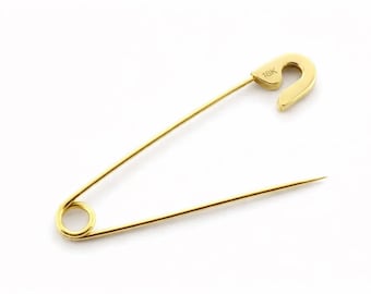 Alfinete de segurança em ouro maciço 18K, feito à mão nos EUA, 3,8 cm (1,5 polegadas).