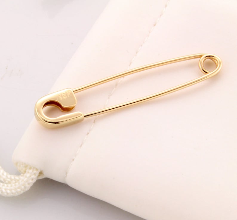 18K Yellow Gold Safety Pin Handmade in USA
