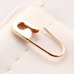 14K Yellow Gold Safety Pin Brooch Earring 3/4''Inch long Handmade in USA Single Rose gold