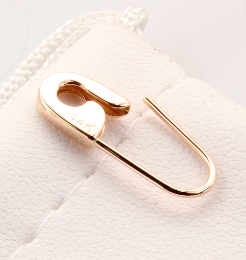 14K Yellow Gold Safety Pin Brooch Earring 3/4''Inch long Handmade in USA Single Rose gold