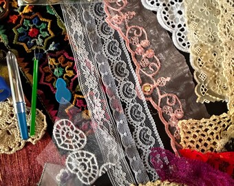 Extra Fancy Silk Satin Antique Laces Inspirations Slow Stitch Pack