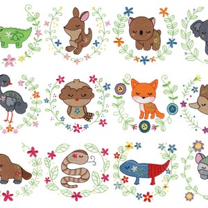 Australian Animal Laurels - 12 Machine Embroidery Designs - 4x4 5x7 6x10 Sizes Included - Australian Animal Embroidery Designs