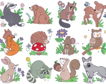 Woodland Animals Filled Stitch Machine Embroidery Designs 4x4 5x7