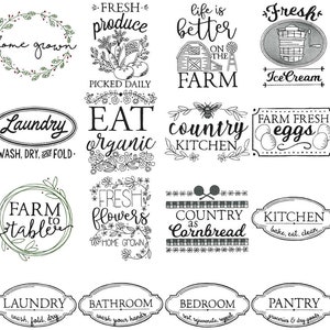 Farmhouse - 16 Machine Embroidery Designs - 5x7 6x10 8x8 (Some 4x4) - Farmhouse Sayings, Kitchen Embroidery Designs, Farm Embroidery Designs