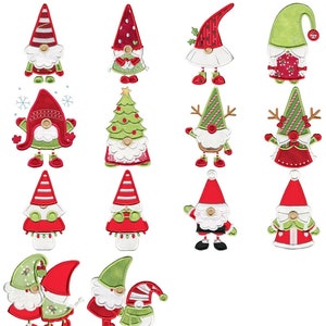 Christmas Gnomes Applique - 14 Machine Embroidery Designs - Multiple Sizes - Christmas Applique, Christmas Embroidery Designs