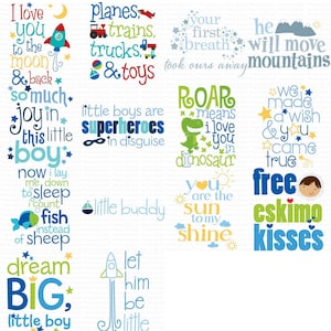 Pacote Baby Boy Sentiments Too - Clipart e SVG - 14 arquivos SVG, clipart e para impressão - uso pessoal e em pequenas empresas