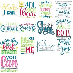 Motivational Sayings Three - 13 Machine Embroidery Designs - Multiple Sizes Included - Motivational Embroidery Designs, Inspiring Designs