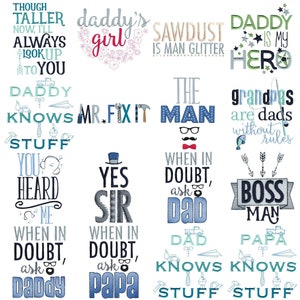 Father Sayings - 18 Machine Embroidery Designs - Multiple Sizes Included - Fathers Day Embroidery Designs, Dad Embroidery Designs