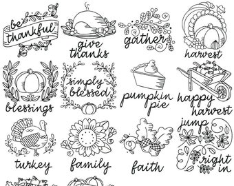 Farmhouse Thanksgiving - 14 Machine Embroidery Designs - 4x4 5x7 6x10 8x8 Sizes Included - Thanksgiving Embroidery Designs
