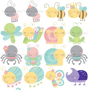 Puede incluir: Un conjunto de 14 ilustraciones de insectos de dibujos animados coloridos. Los insectos incluyen una mariquita, una mariposa, una abeja, un caracol, una araña, una libélula y un escorpión. Las ilustraciones son perfectas para usar en libros para niños, manualidades y otros proyectos creativos.