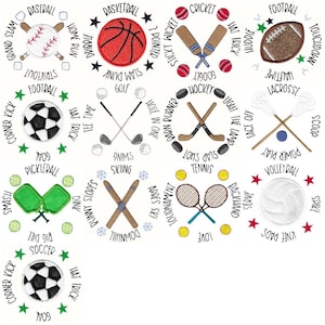 Sports Circles - 13 Machine Embroidery Designs - Multiple Sizes Included - Sport Embroidery Designs