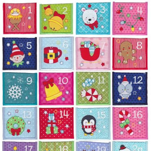 Advent Calendar Machine Embroidery Designs 3x3 Inch Pocket Size (4x4 hoop)