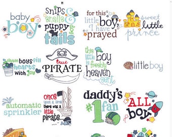 Baby Boy Sentiments Filled Stitch Machine Embroidery Designs 4x4 5x7