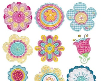 Cute Flower Applique Machine Embroidery Designs 4x4 5x7 & 6x10