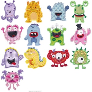 My Monster Applique - 13 Different Applique Machine Embroidery Designs 4x4 5x7 6x10