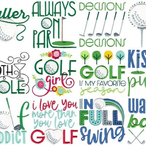 Our Golf Sayings embroidery designs is a fun collection of sayings for the golf enthusiast.  Includes multiple sizes.