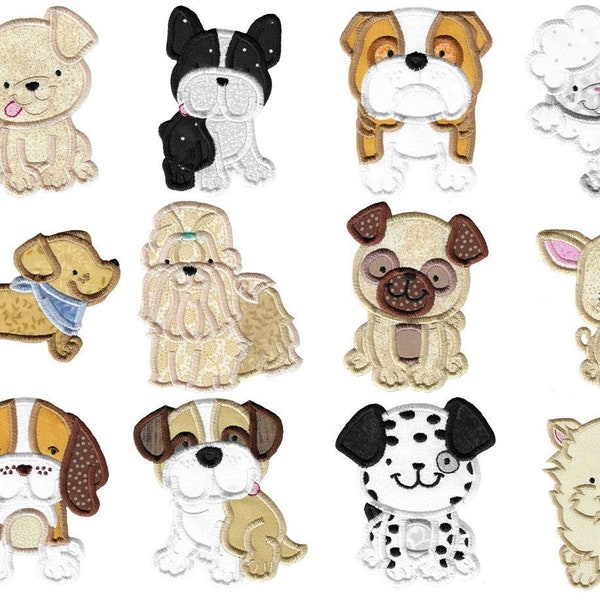 Dog Applique Designs Etsy