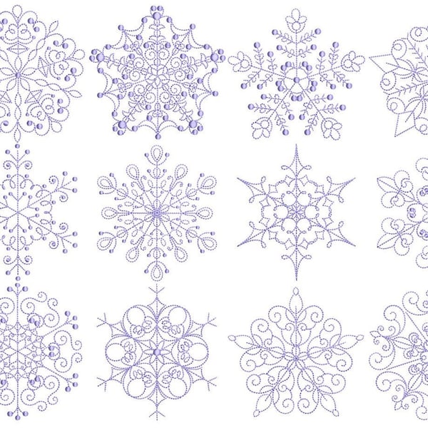 Snowflakes Three - 12 Machine Embroidery Designs - 4x4 5x7 6x10 8x8 Sizes Included - Snowflake Embroidery Designs