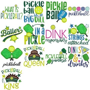 Pickleball Sayings - 13 Machine Embroidery Designs - Multiple Sizes Included - Pickleball Embroidery Designs, Sport Embroidery Designs