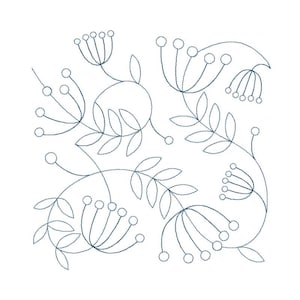 Folk Art Flowers Quilt Block - Digital Pantograph For Long Arm Quilting Machines - E2E Quilt Block, Folk Art Edge-to-Edge Quilt Block