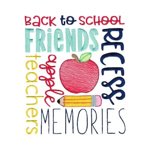 Back To School Subway Art - Machine Embroidery Design - 5x7 6x10 8x8 Sizes Included - Back To School Subway Art Embroidery Design