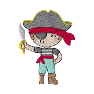 Pirate Boy - Machine Embroidery Design - 4x4 5x7 Sizes Included - Pirate Embroidery Design, Boy Embroidery Design