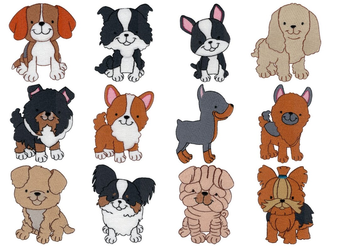 Dog Breeds Too 12 Machine Embroidery Designs 2, 3, 4 & 5 Inch Sizes