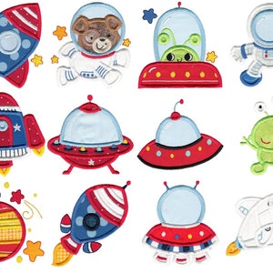 Space Applique Applique - 12 Machine Embroidery Designs - 4x4 5x7 6x10 8x8 Sizes Included - Applique Space Embroidery Designs