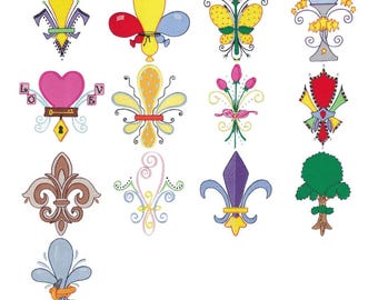 Fanciful Fleur De Lis - 13 Machine Embroidery Designs - 4x4 5x7 Inch Hoop Sizes - Fleur De Lis Embroidery Designs, Whimsical Embroidery