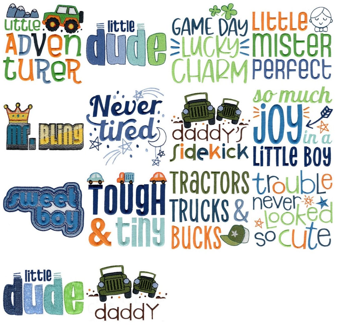 Baby Boy Sayings 14 Machine Embroidery Designs Multiple Sizes Included