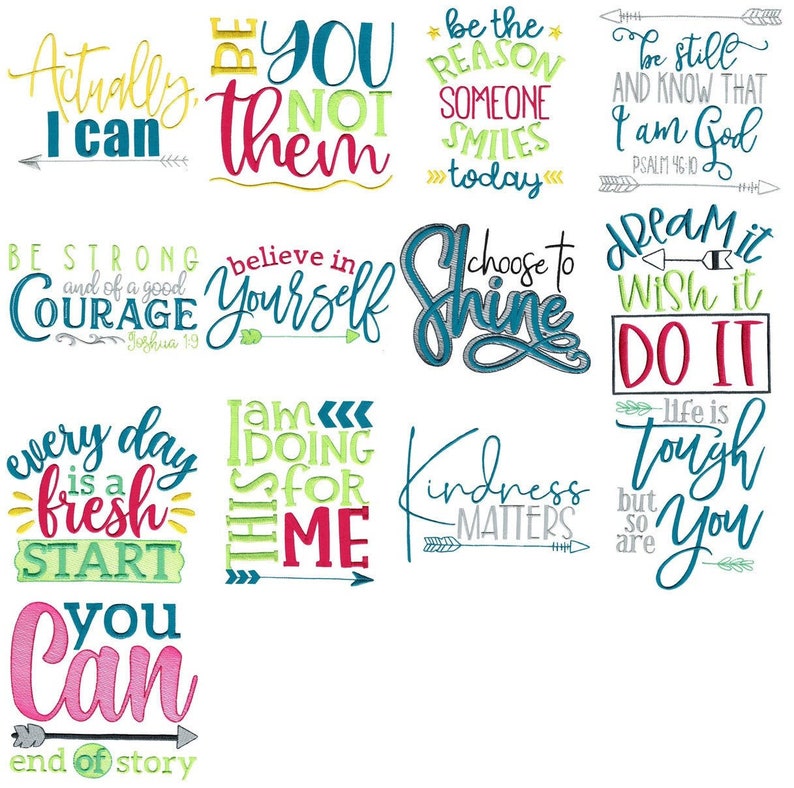 Motivational Sayings Three 13 Machine Embroidery Designs Etsy