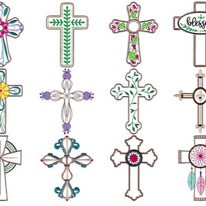 Decorative Crosses - 12 Embroidery Designs - 4x4 5x7 6x10 8x8 Sizes Included - Cross Embroidery Designs, Religious Embroidery Designs