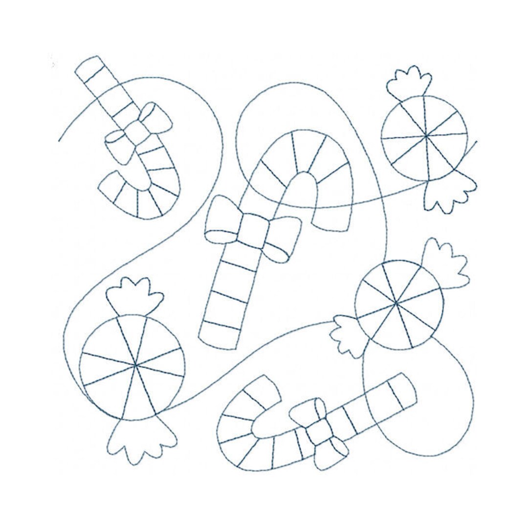 Candy Cane Quilt Block Embroidery Design Multiple Sizes Included E2E