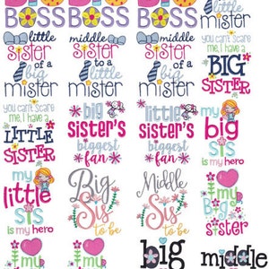 My Sister 26 Different Filled Stitch Machine Embroidery Designs 4x4 5x7