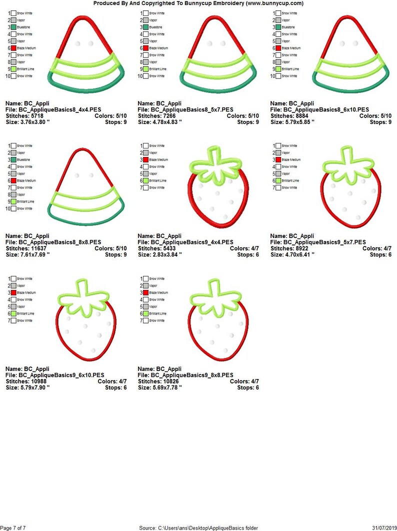 Applique Basics 20 Different Applique Machine Embroidery Etsy