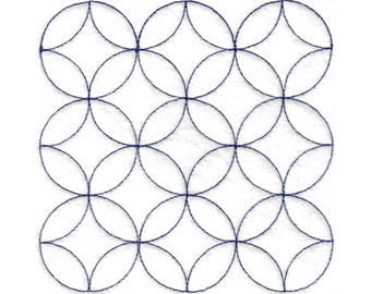 Four Petal Flower Quilt Block Embroidery Design - Multiple Sizes Included - E2E Quilt Block, Repeat Quilt Block, Edge-to-Edge Quilt Block