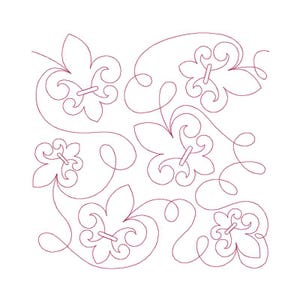 Bloque de acolchado Fleur De Lis - Pantógrafo digital para máquinas de acolchado de brazo largo - Bloque de acolchado Fleur De Lis E2E, bloque de acolchado de borde a borde