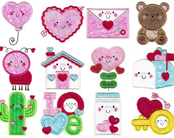 Valentine's Applique - 12 Machine Embroidery Designs - 4x4 5x7 6x10 8x8 Sizes Included - Valentine's Day Embroidery Designs