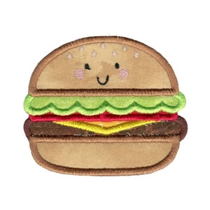 Hamburger Applique Embroidery Design - 4x4 5x7 6x10 8x8 Sizes Included - Food Applique, Food Embroidery Design