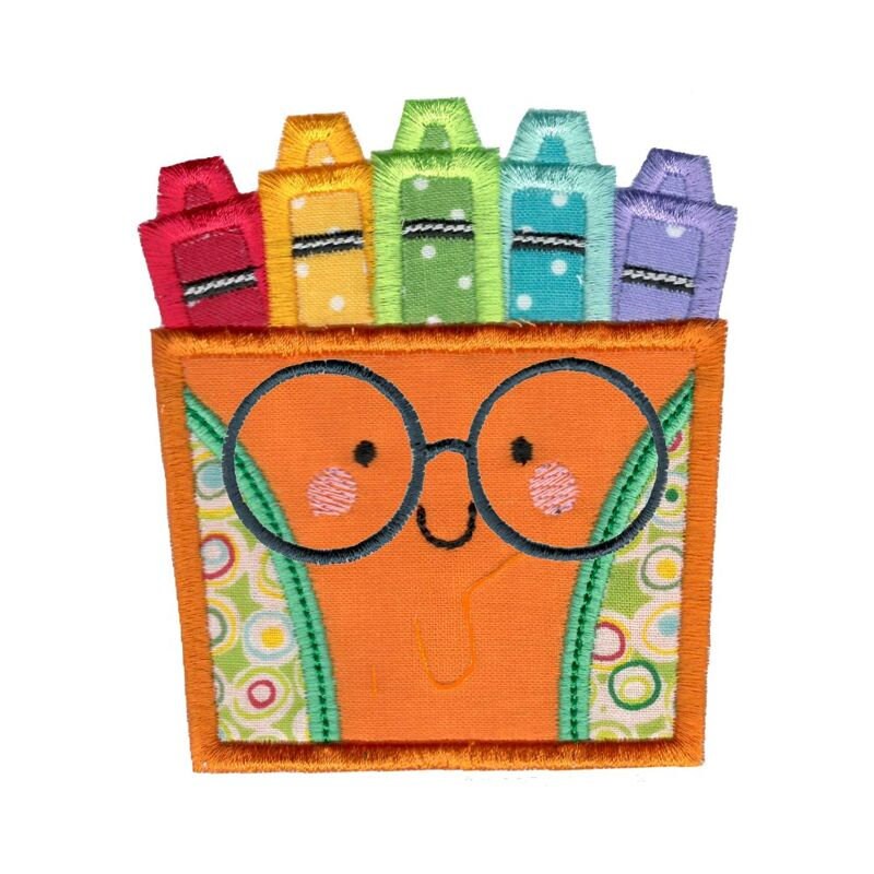 Applique Glasses Box of Crayons Embroidery Design 4x4 5x7 Etsy UK