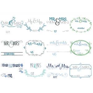 Wedding Templates - 12 Machine Embroidery Designs - 5x7 6x10 8x8 - Wedding Embroidery Designs, Wedding Announcement Embroidery Designs