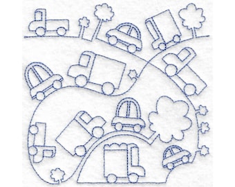 Diseño de bordado de bloques de colcha para autos - Múltiples tamaños incluidos - Bloque de edredón E2E, Bloque de edredón de línea continua, Bloque de tejido de borde a borde